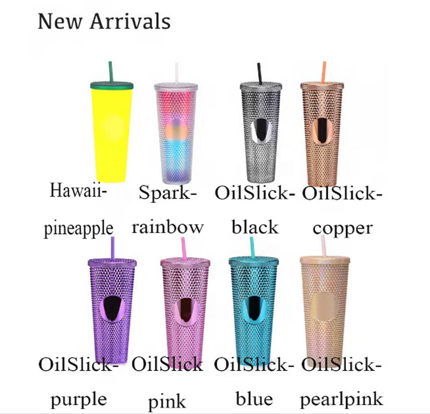 Starbucks Indonesia Soft Pink & ICY Blue 24oz studded straw cups
