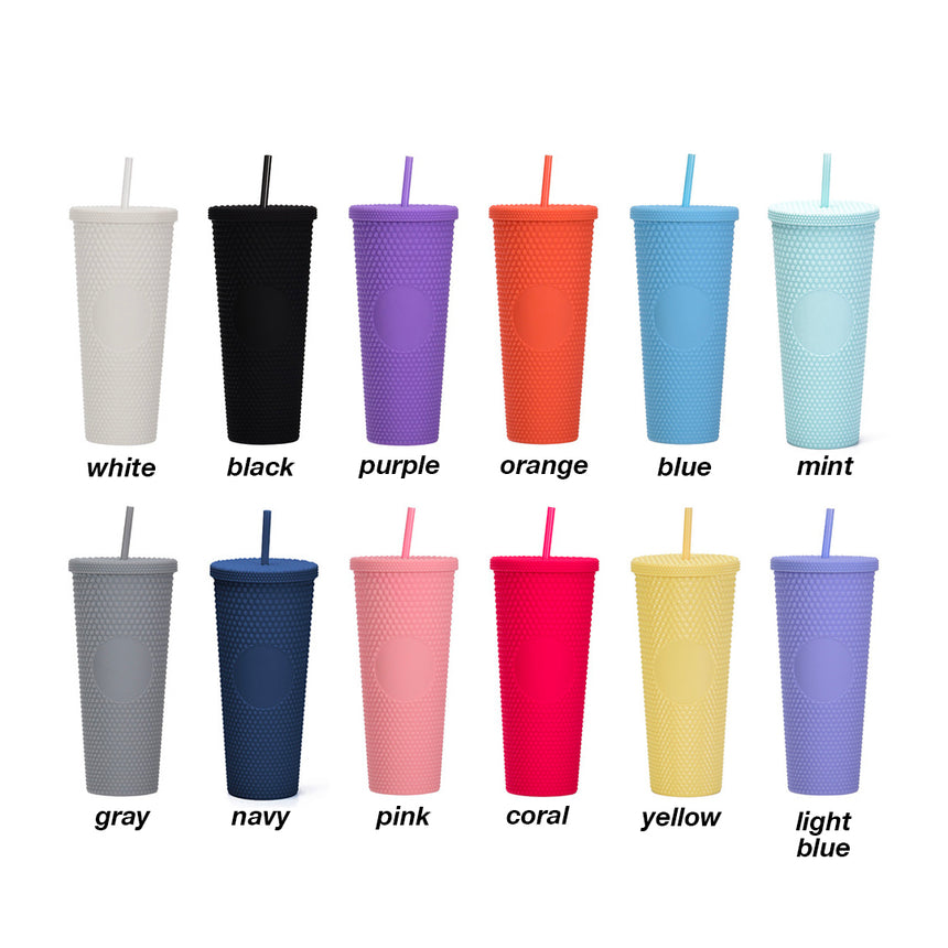 Matte Studded Cup | Studded Tumbler with Lid and Straw | Venti 24 oz/710ML  Cold Cups